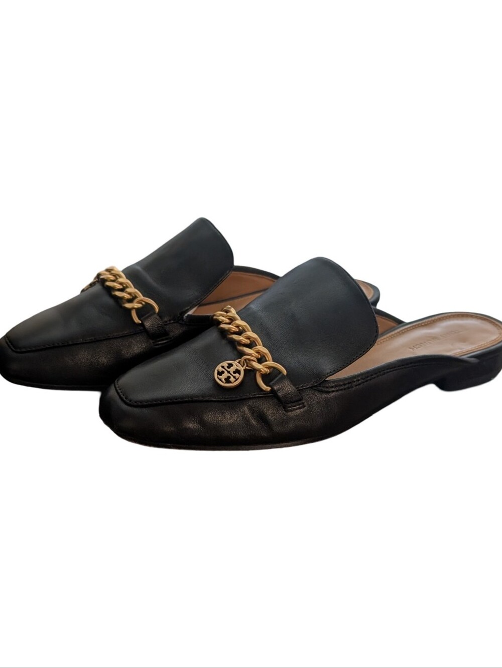 Tory Burch Mini Benton leather loafer slide mule in black, size 8M